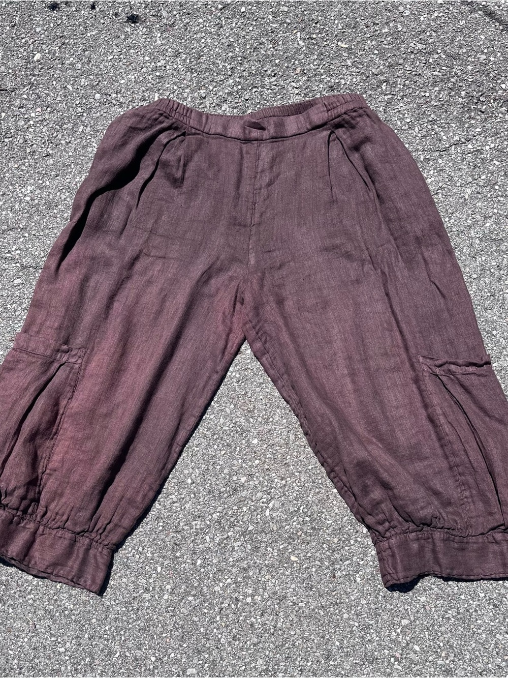 Grizas Linen Elastic-Waist Pants — chocolate brown